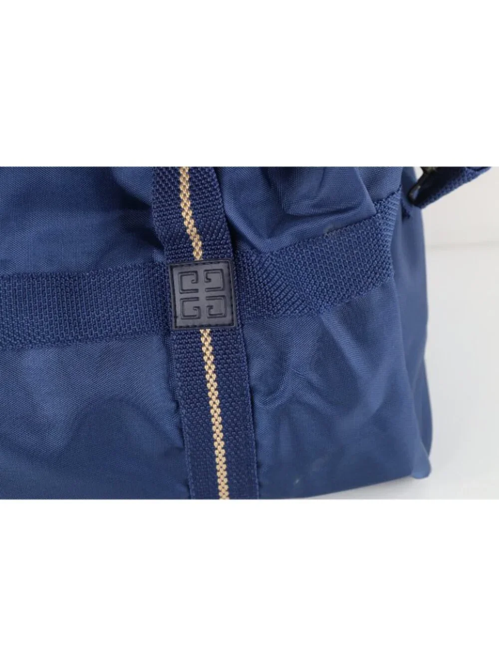Vintage 80s 90s Givenchy Spell Out Handled Duffel Bag Gym Bag Weekender Blue
